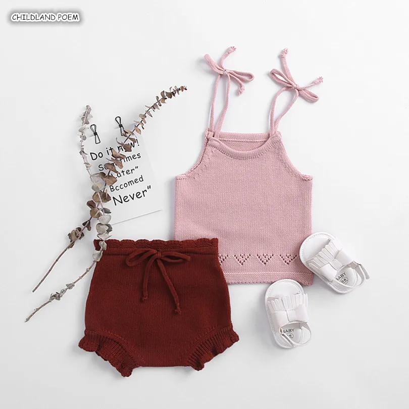 Одежда для маленьких девочек летний вязаный комплект детской одежды и мальчиков