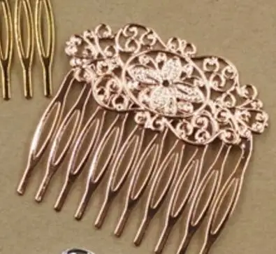 Rose Gold Новинка, винтажная модная расческа для волос, украшение для волос, очаровательные женские заколки для волос с цветами, заколки, заколки, ретро аксессуары для волос, сделай сам - Окраска металла: Rose Gold