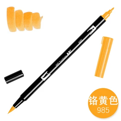 1 шт. TOMBOW AB-T Япония 96 цветов двойная головка художественная кисть ручка маркер Профессиональный водный маркер ручка для рисования - Цвет: 985