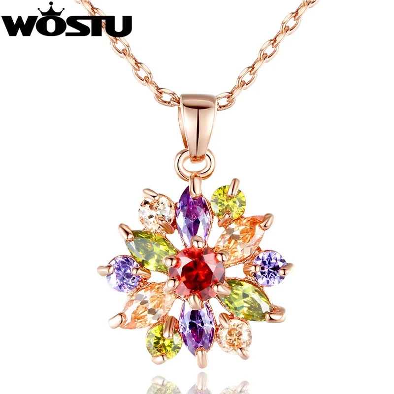 Лидер продаж медное ожерелье с подвеской в виде цветка золотого цвета цепочка