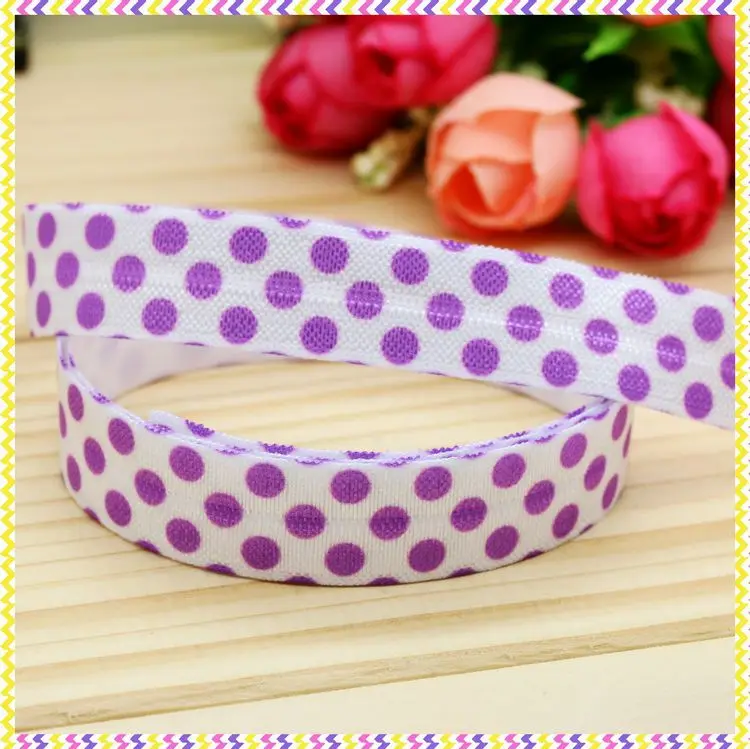 

5/8'' Free shipping Fold Elastic FOE polka dots printed headband headwear hairband diy decoration wholesale OEM P4444
