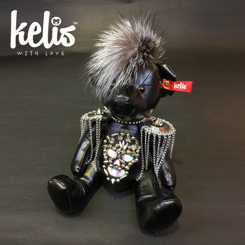 Брелок для ключей из меха медведя и помпонов роскошный автомобильный брелок