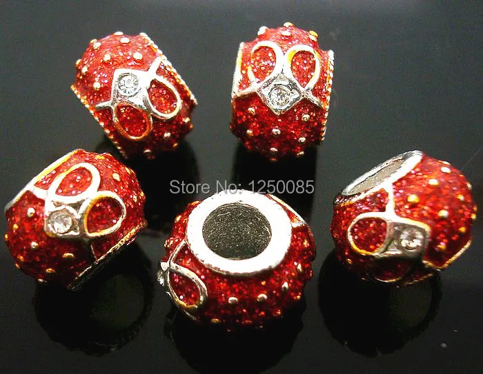 10 шт. эмалированные бусины с отверстиями в форме сердца|big hole beads|hole beadsbeads fit |