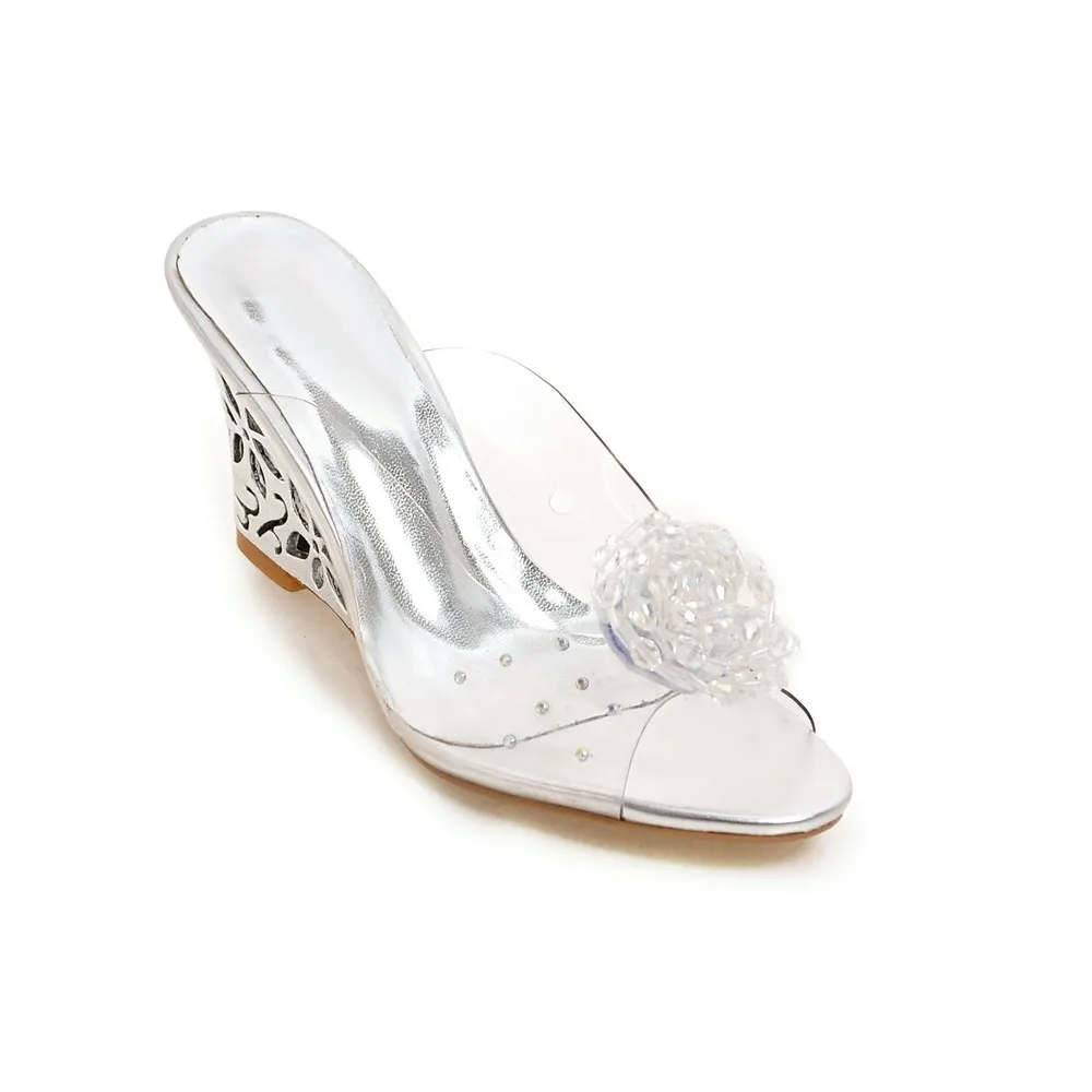 2018 тапочки на высоком каблуке с каблуком женские шлёпанцы танкетке прозрачная