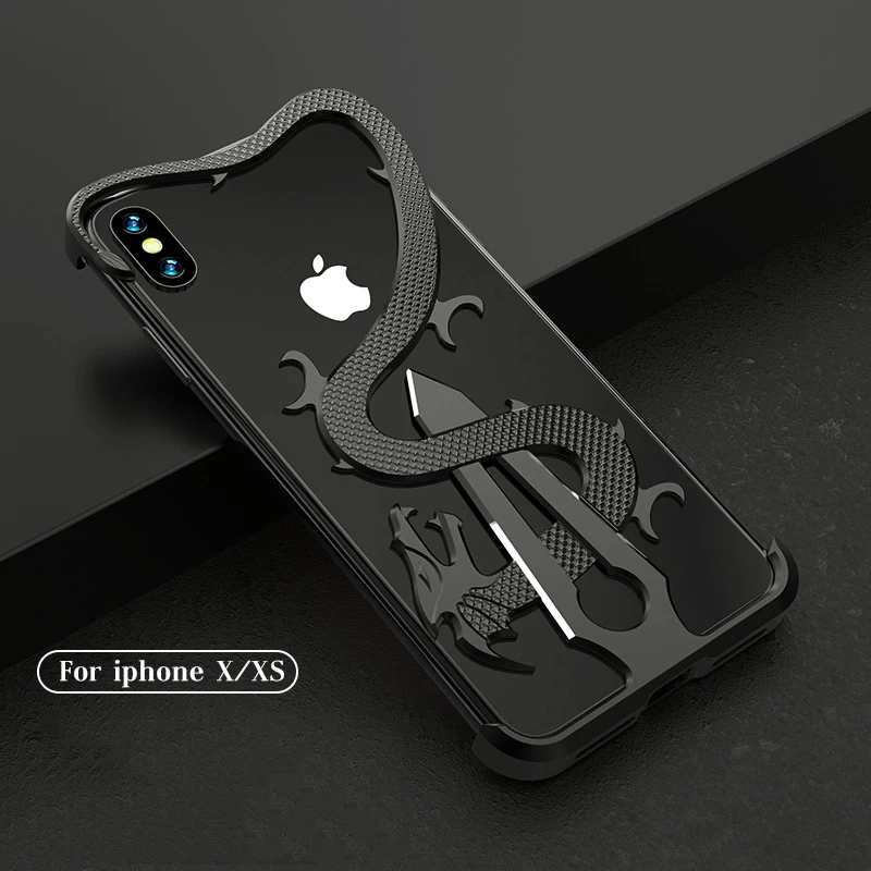 Китайский дракон алюминиевый защитный противоударный чехол для iPhone XR XS металлическая рамка Бампер для iPhone Xs Max меч Дракон 2 в 1