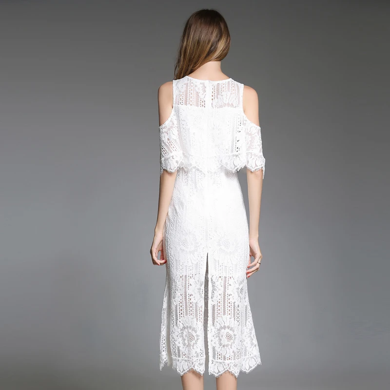 Летнее сексуальное облегающее платье с открытыми плечами Vestidos Verano женское открытое \ рыбий хвост белое кружевное платье халат Femme K6189