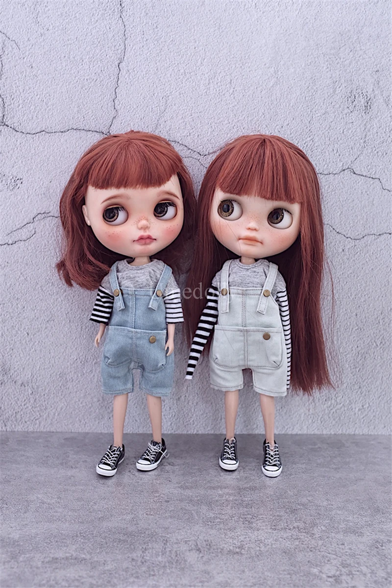 1 шт. высокое качество 1/6 BJD YOSD джинсовые комбинезоны на подтяжках для Blyth, Azone, Licca, Pullip Кукла Одежда Аксессуары