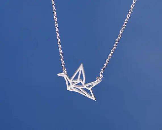 Милое оригами журавль ожерелье бумажный кран Ожерелье маленький Ласточка