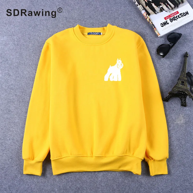 Funny cute Schnauzer print Sweatshirts for women dog lovers girlfriend Graphic casual Female Tops drop ship Женская одежда