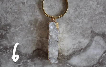 6 Spirit Quartz кулон agates Druzy Geode Druzy Бар Geode брелки золотой Латунный брелок KE18786 - Цвет: 6