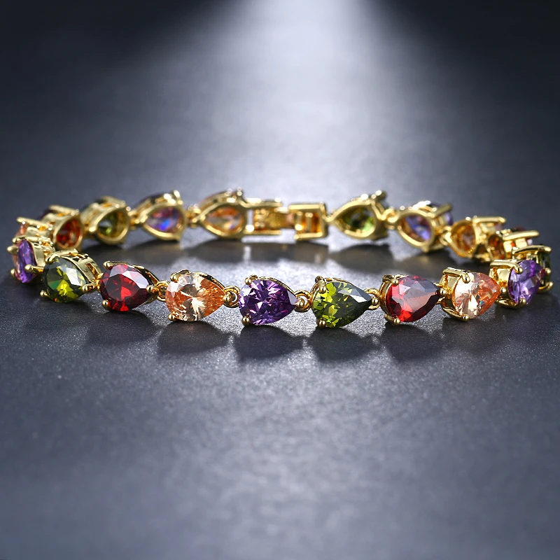 GMGYQ Luxe Rose Goud Kleur Chain Link Armband voor Vrouwen Dames Shining AAA Cubic Zirkoonkristal Sieraden Women Accessories | Украшения и