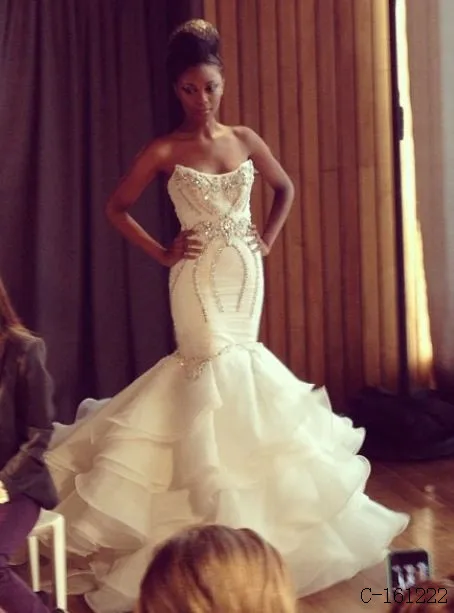 Халат де вечер Милая Свадебное Платье Русалка С Плеча Sexy Невесты Из Органзы