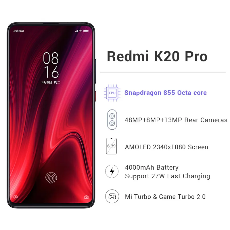 Xiaomi Redmi K20 Pro с глобальной прошивкой 6 ГБ 128 Смартфон Snapdragon 855 Восьмиядерный 4000 мАч