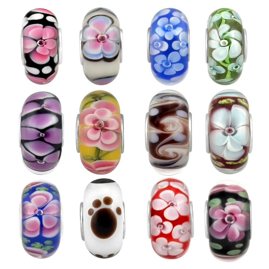 3D цветок вскипания бусины из муранского стекла соответственные Пандоре