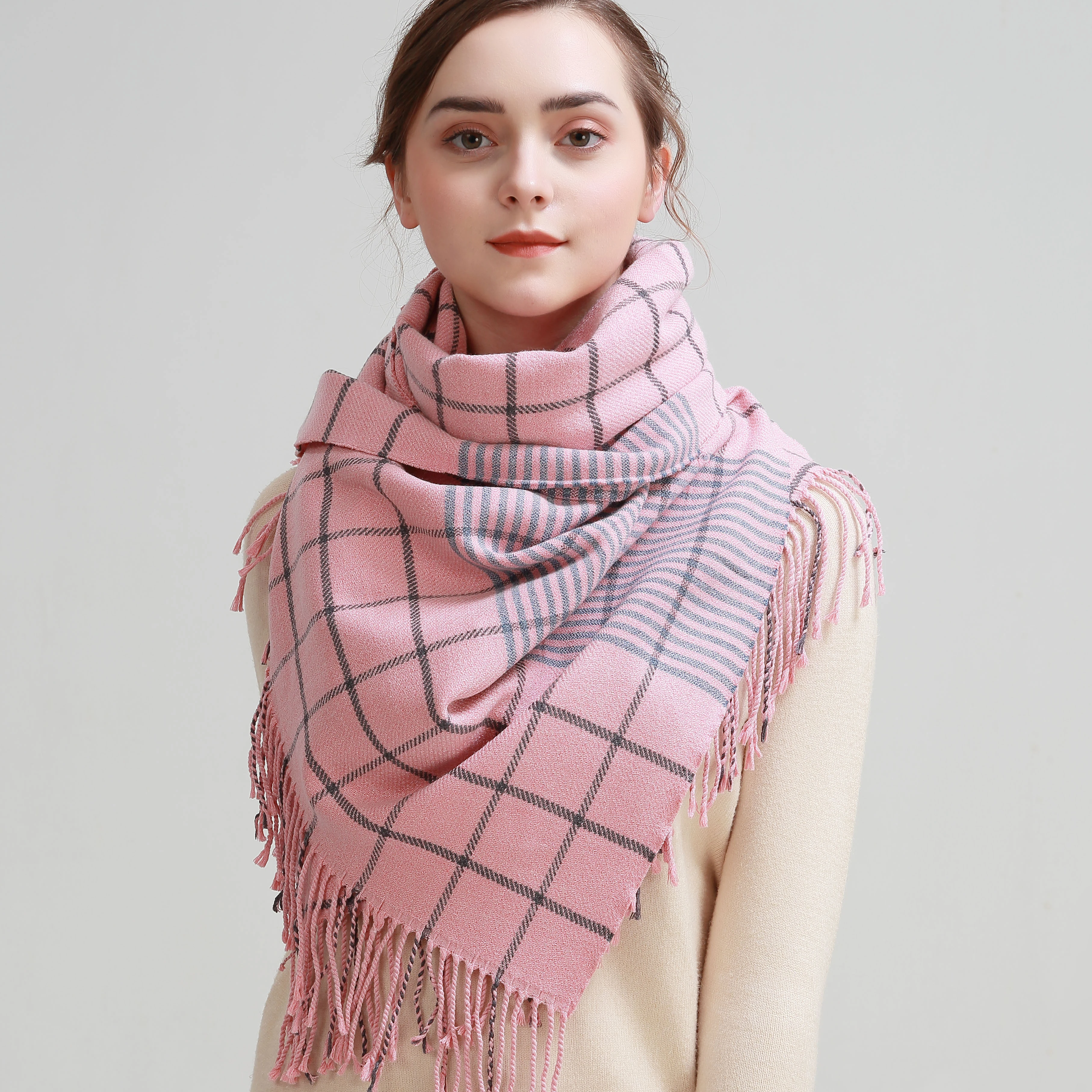 SUMEIKE дизайнерский бренд 2018 модный клетчатый шарф женский зимний теплый длинный