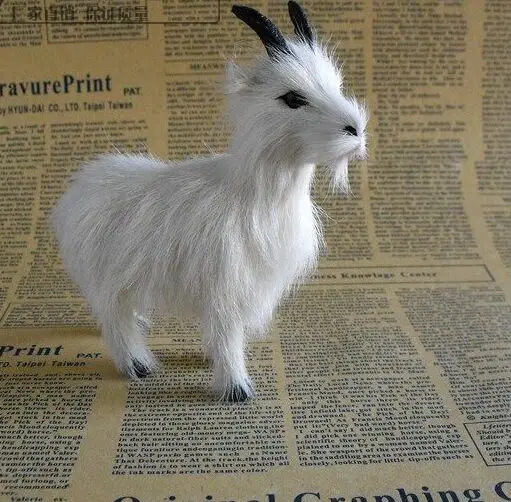 Белая стоячая модель Овцы 13x12 см полиэтиленовые и меховые фигурки ручной работы