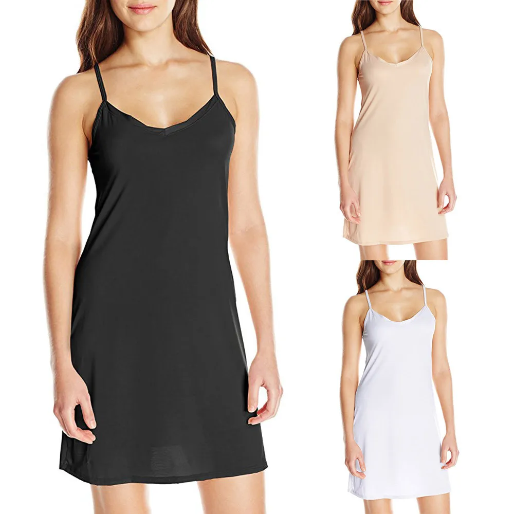 

Women Sling Dress Spaghetti Solid Short Dress Sleeveless Dress Casual Slips Under Dress Sexy Ladies Vestido Ropa Mujer