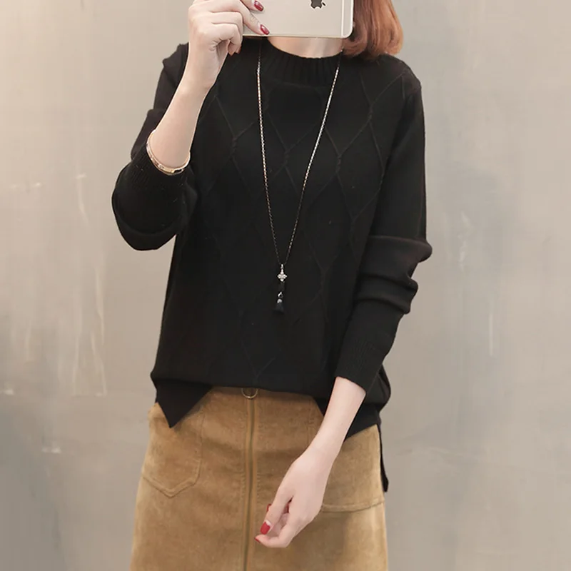 2018 Autumn Winter Lady Round Neck Sleeve Knit Sweater Female New Fashion Women pullover Korean Loose Knitted Tops XY282 | Женская