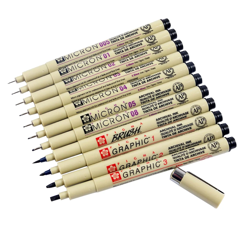Sakura 13 разных размеров Pigma Micron чернильная кисть Набор ручек художественные