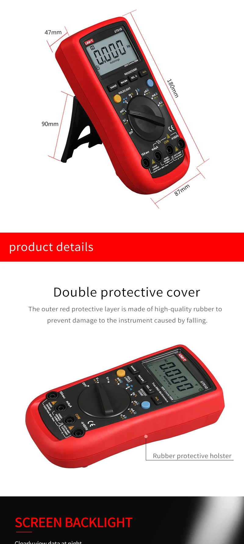 UNI-T UT61A UT61B UT61C UT61D UT61E Цифровой мультиметр true rms AC DC Meter Программное обеспечение CD& Data Hold Multimeter