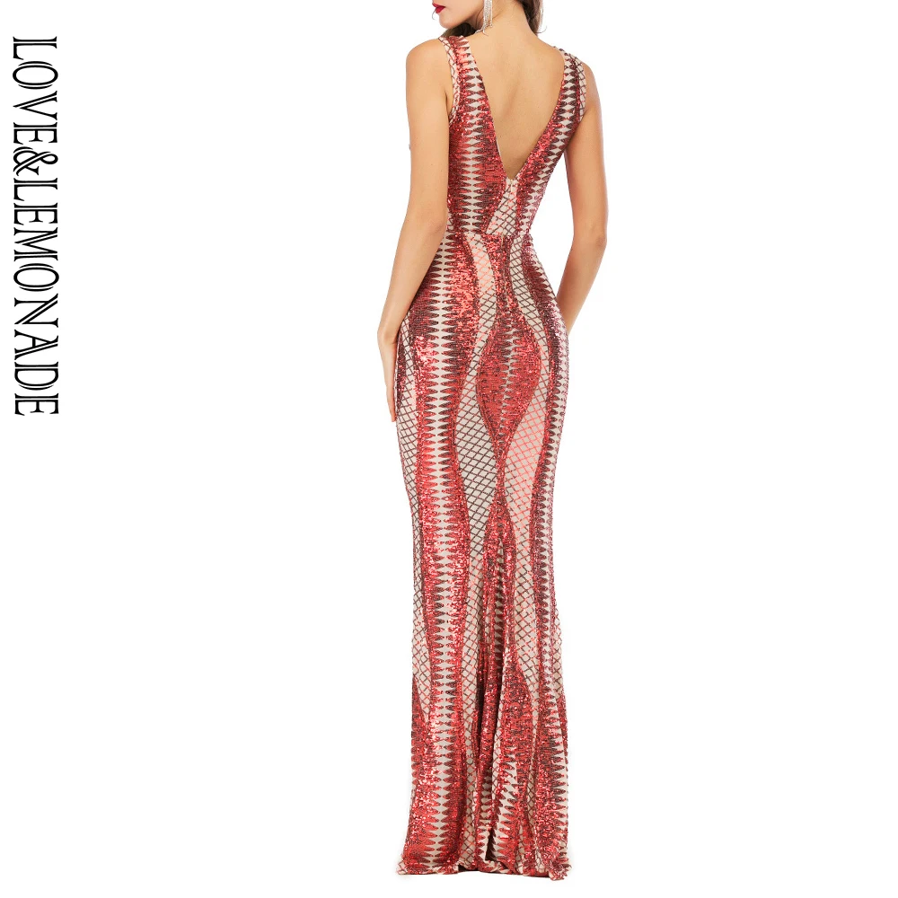 LOVE &amp LEMONADE сексуальные красные с глубоким v-образным вырезом геометрические