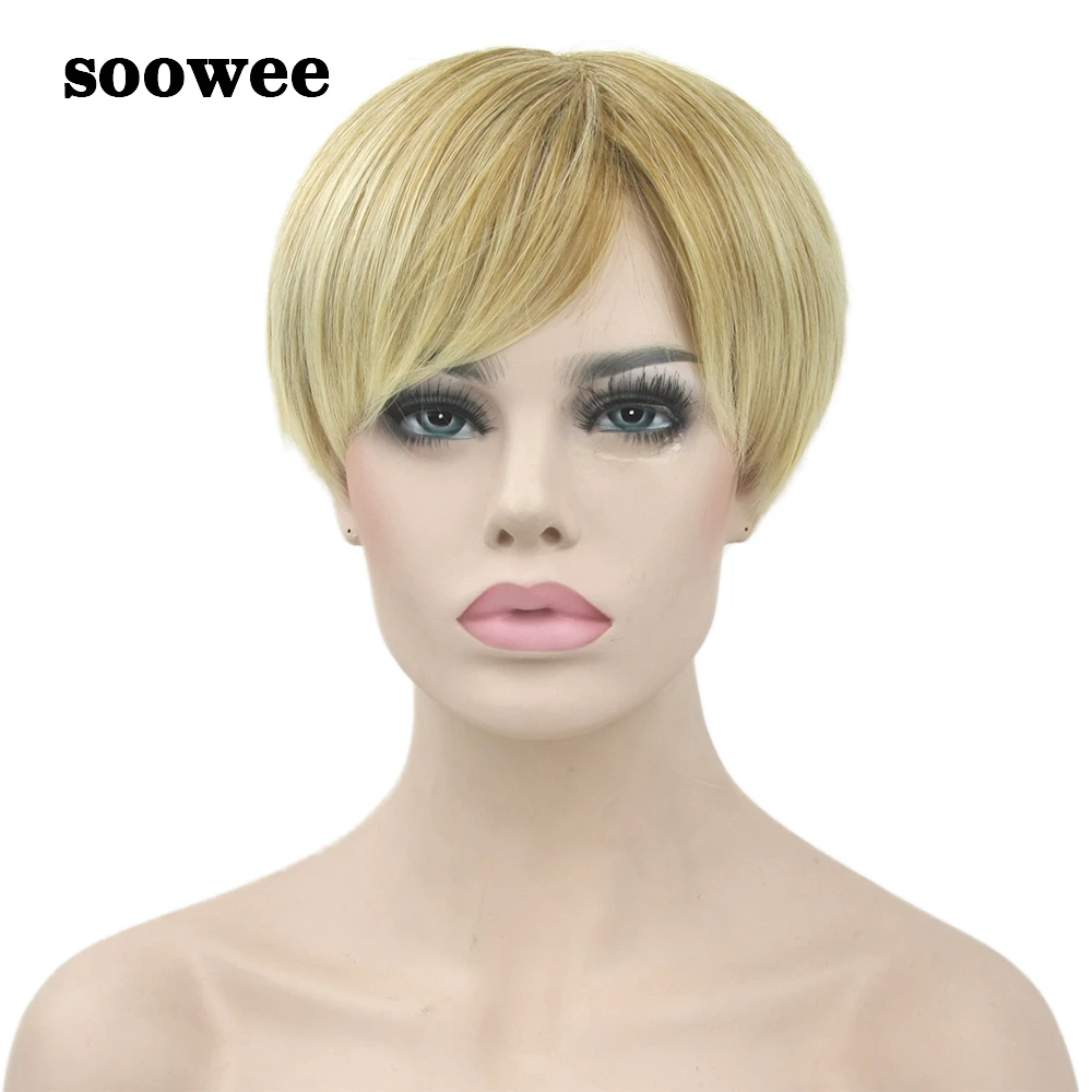 Soowee синтетические волосы прямой короткий парик искусственные парики женские