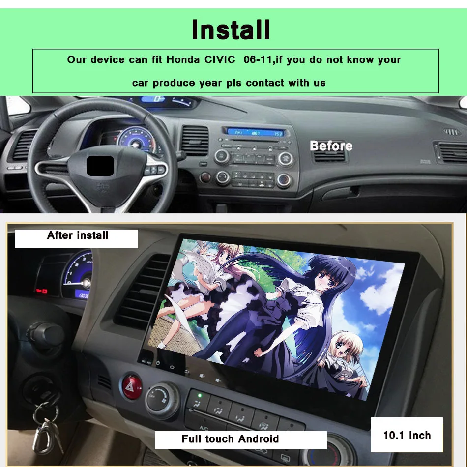 Для HONDA CIVIC 2006-2011 Android 9,0 автомобильный dvd-плеер 1024*600 4G ram 1080P 32GB rom wifi gps головное устройство стерео Aftermarket