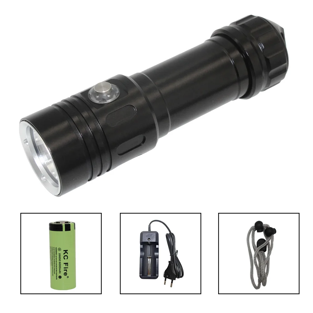 C LED diving flashlight XM L2 white light underwater 50m light torch 26650 battery waterproof flashlight led dive torch light lamp - Испускаемый цвет: C