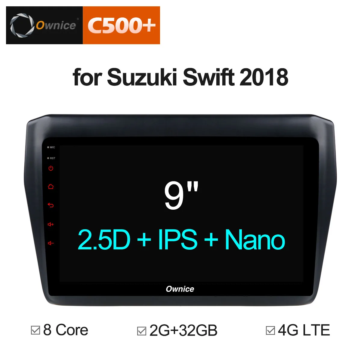 Ownice C500 + G10 Android 8.1car DVD octa Core 2Гб Оперативная память мультимедийный плеер для suzuki swift
