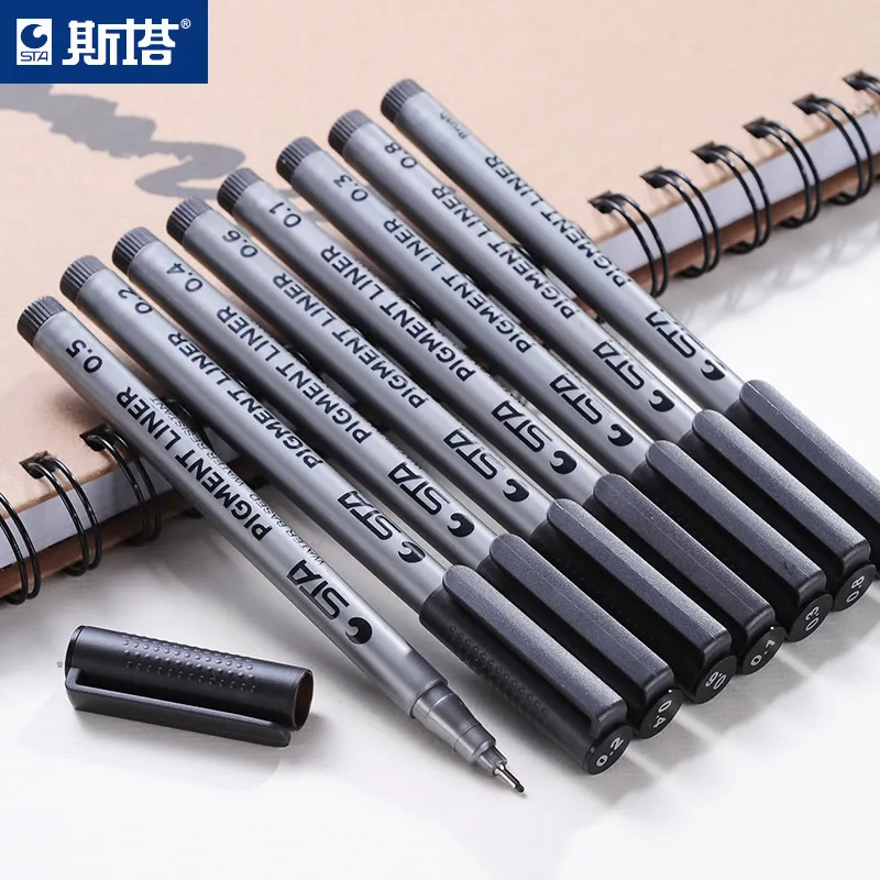 STA 9 шт./компл. Pigma Micron игольчатая ручка Водонепроницаемая устойчивая к выцветанию
