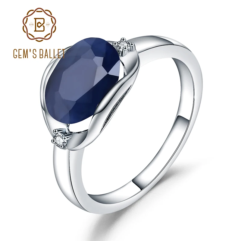 GEM'S балетное Новое 3.24Ct натуральные кольца с голубым сапфиром Настоящее 925 пробы Серебряное классическое овальное кольцо для женщин юбилей прекрасный подарок