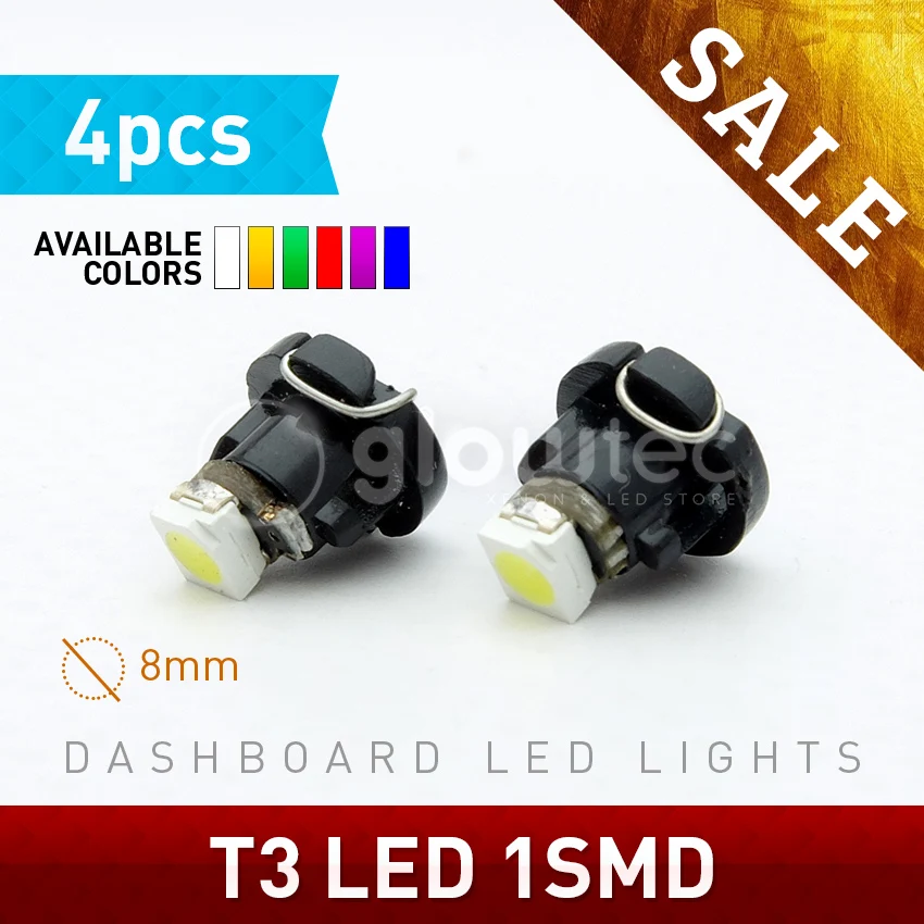 4 шт. T3 1 SMD 1210 3528 LED 1SMD B8.5D Автомобильный интерьер светодиодный автомобильный