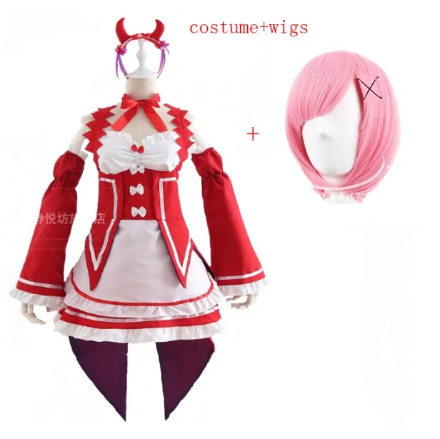 package 12 Ram/Rem Косплей Re: zero Hajimeru Isekai Seikatsu черный синий красный костюм горничной платье служанки - Цвет: package 12