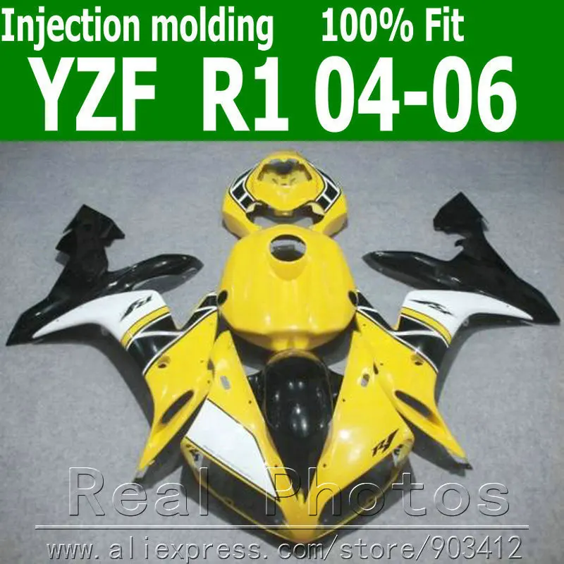 Бесплатная доставка комплект обтекателей для YAMAHA литьё под давлением YZFR1 2004-2006