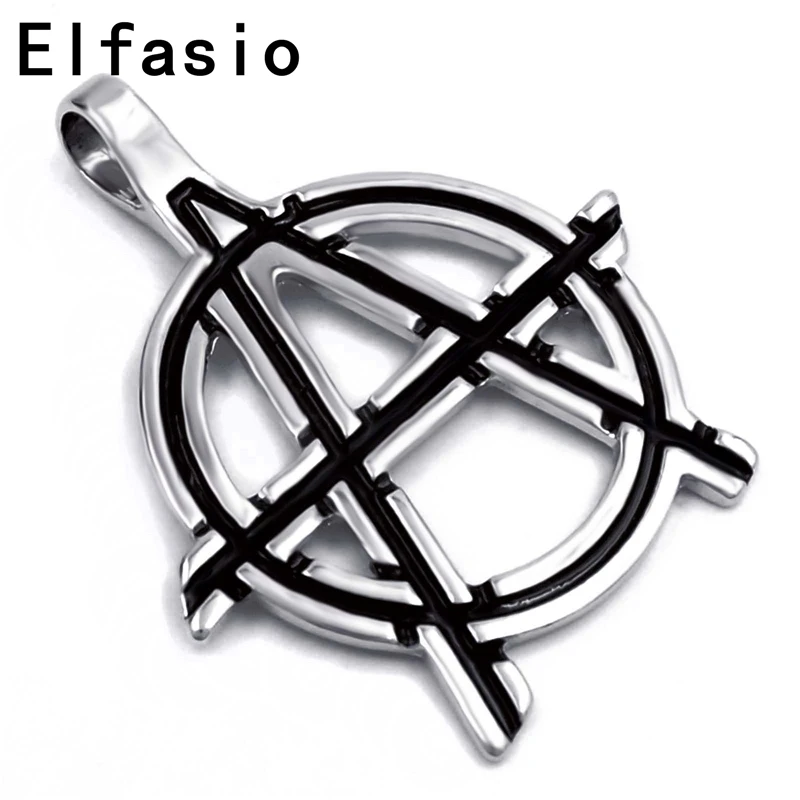 Женский кулон в виде знака анархии с ожерельем из нержавеющей стали цепочка