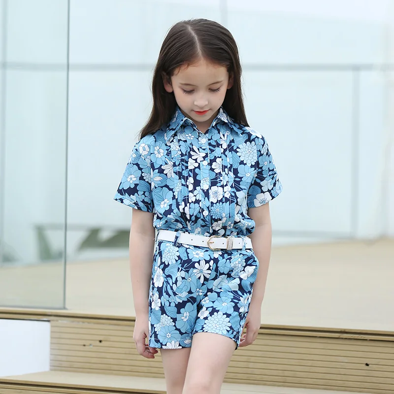 Лето 2017 г. комплект детской одежды дети рубашка с короткими рукавами для крупных