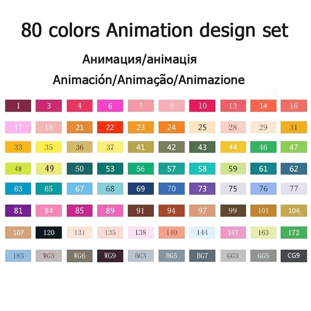 80 Animation Set TOUCHFIVE 168 цветов, набор маркеров для творчества, двойная головка, эскизные маркеры, ручка для манги, дизайн для рисования, лайнер, маркеры, художественные канцелярские принадлежности - Цвет: 80 Animation Set