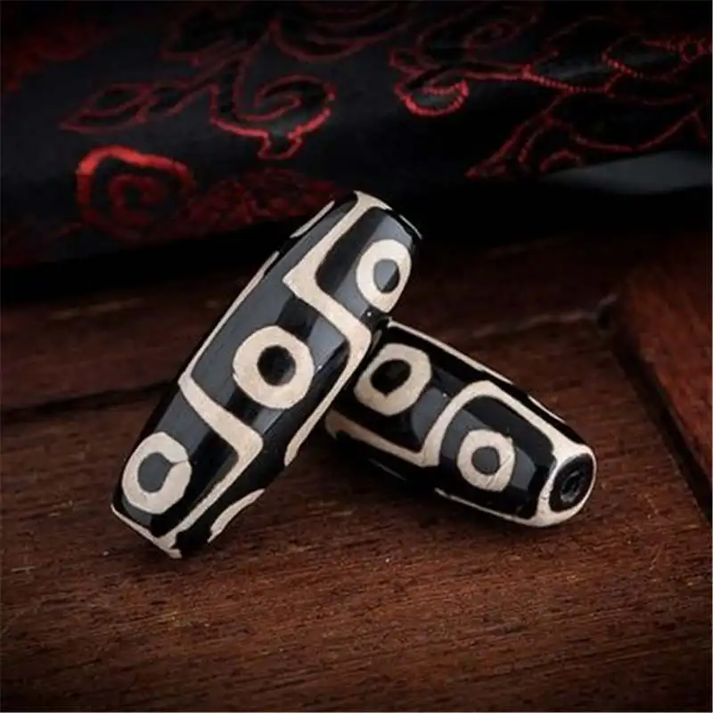 Длинный бисер TSB0443 Tibet Nine глаза DZI в старину черный сердолиан 30 мм 40 мм|beads 30mm|long