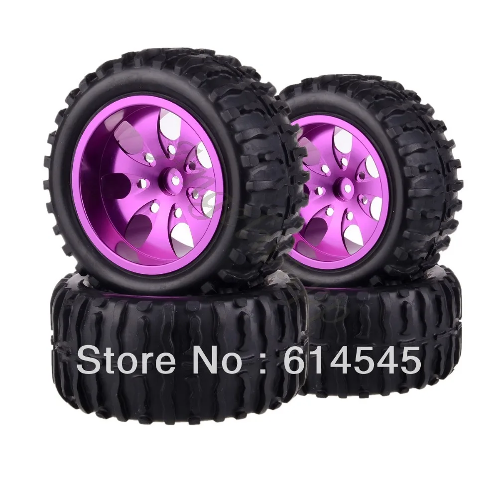 

4xRC Monster Truck Bigfoot Metal 1:10 Wheel Rim & Tyre Tires 12MM HEX 88125
