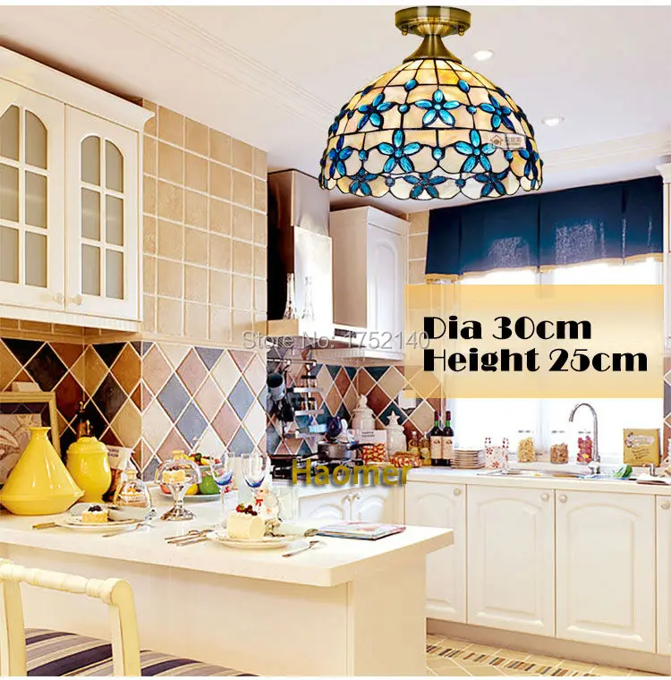 Средиземноморская потолочная лампа в виде ракушки s сиреневый узор