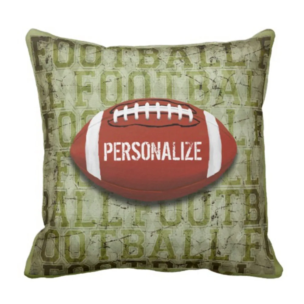 Throw Pillow Cover Teen Personalized Green Football Boys Dec