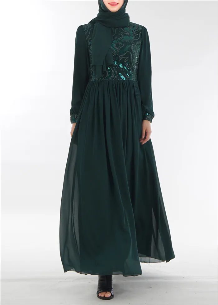 Dark green Abaya Средний Восток Модные женские мусульманские платья модные высокого класса 3D вышитые платья - Цвет: Dark green Abaya