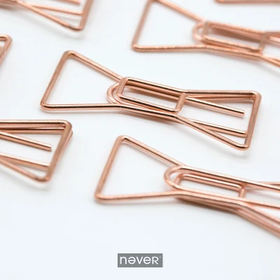 JIANWU/Rose Gold Series Metallic color bowknot modelling Paper clip Fashion business office lady style Office stationery set - Цвет: bowknot 15pcs