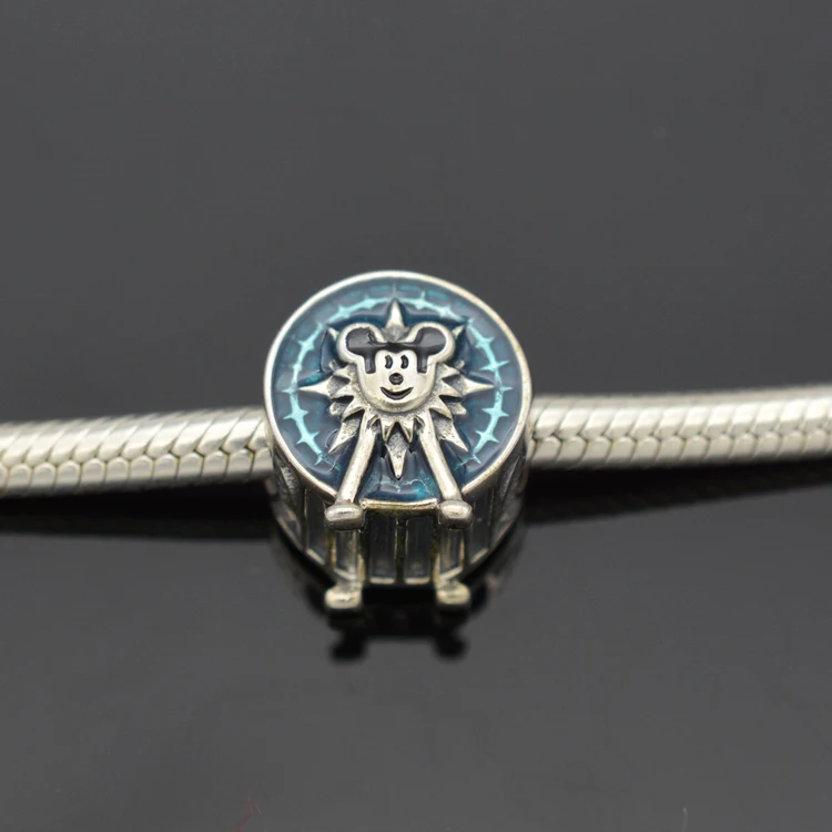 

High Quality 925 Sterling Silver Jewelry Ferris Wheel Mickey Wheel Grain Charms Bead Bracelet bangles jewelry Accessories DIY