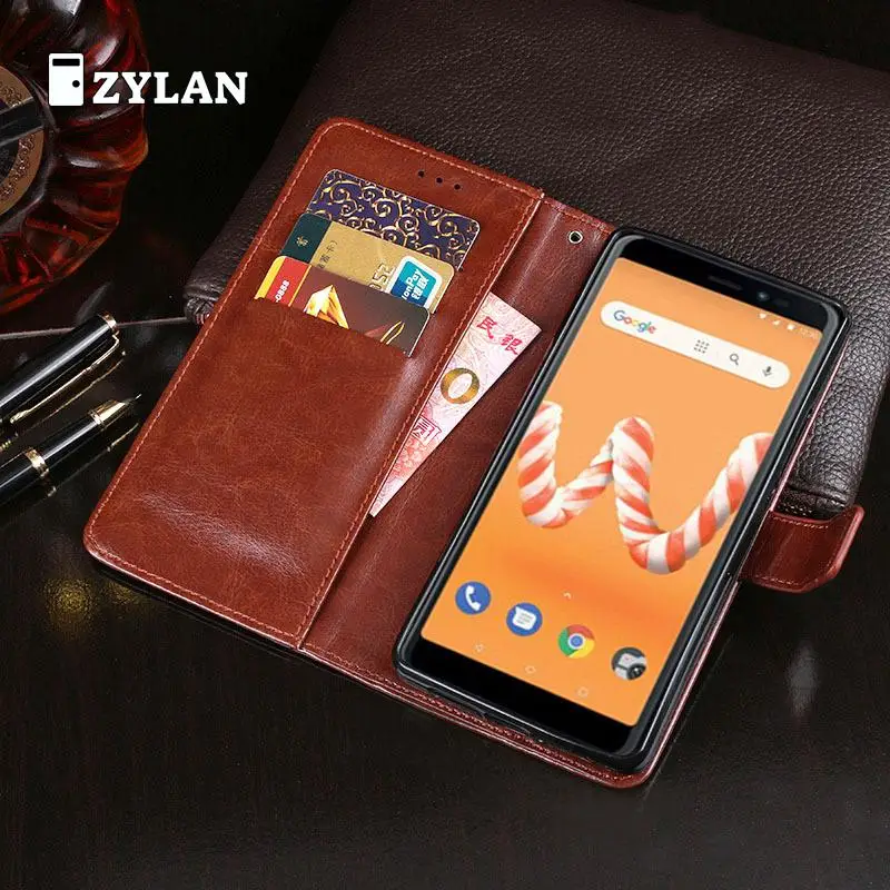 Кожаный чехол для телефона ZYLAN Filp Wiko Sunny 3 Plus с держателем карт кошелек сумка и