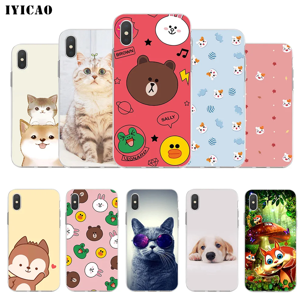 IYICAO милый мягкий силиконовый чехол для iPhone X XR XS MAX 6 6s 7 8 Plus 5 5S SE TPU|Чехлы-накладки| |