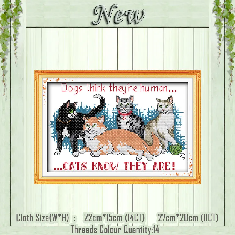 Cat friends Восемь кошек Новорожденные котята картина Счетный напечатанный холст DMC 11CT 14CT Вышивка крестом наборы Рукоделие Набор вышивка животные - Цвет: Cat friends