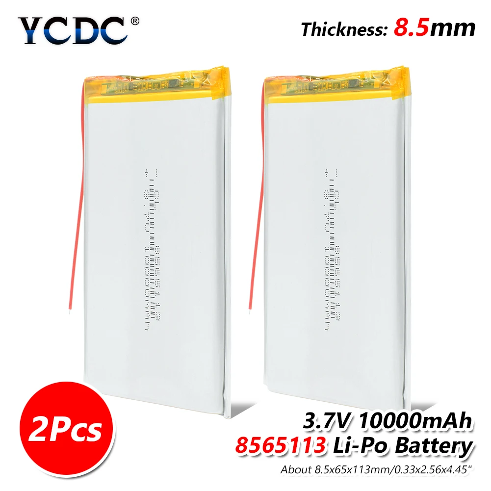 1/2/4 шт 3,7 V 10000mAh Li-Po Перезаряжаемые Батарея 8565113 для планшета резервного копирования Мощность, мониторинг и медицинское оборудование, электрические игрушки - Цвет: 2x Battery