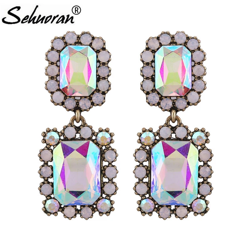 Sehuoran Большие женские серьги со стразами Luruxy|big rhinestone earrings|earrings fordrop earrings |