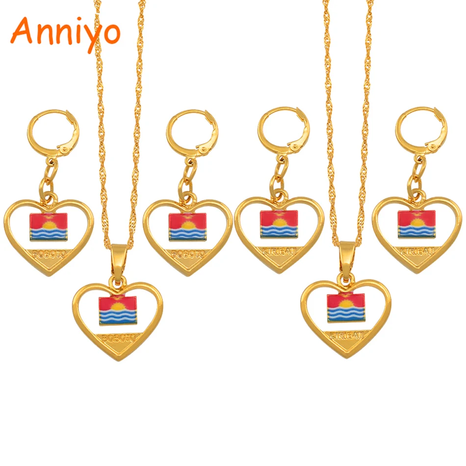 Anniyo/Сердце Kiribati & Boboto комплект украшений с флагом ожерелье серьги для женщин